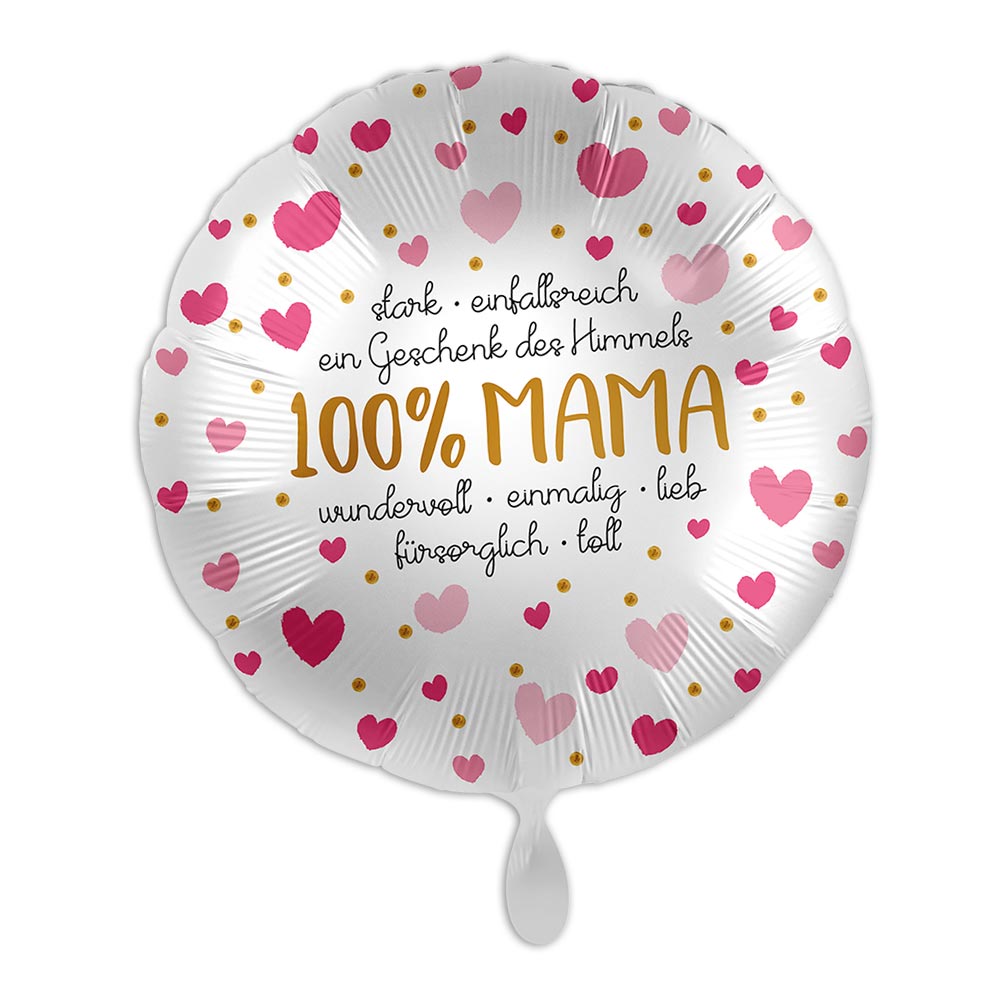 Bild von "100 % Mama", Heliumballon rund Ø 34 cm