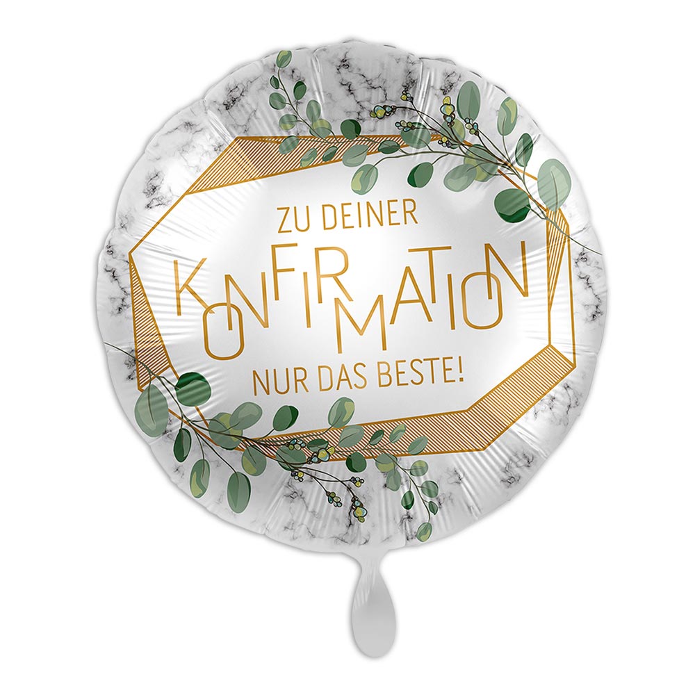 Bild von "Konfirmation", Motiv Eucalyptus, Heliumballon rund Ø 34 cm