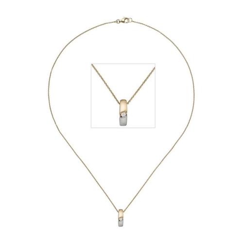 Bild von JOBO Kette mit Anhänger, 585 Gold bicolor mit 1 Diamant 43 cm