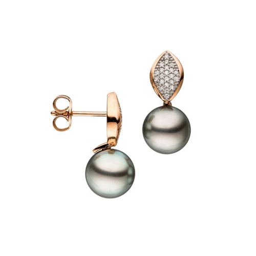 Bild von Eleganz in Roségold: JOBO Perlenohrringe mit Tahiti-Perlen und Diamanten