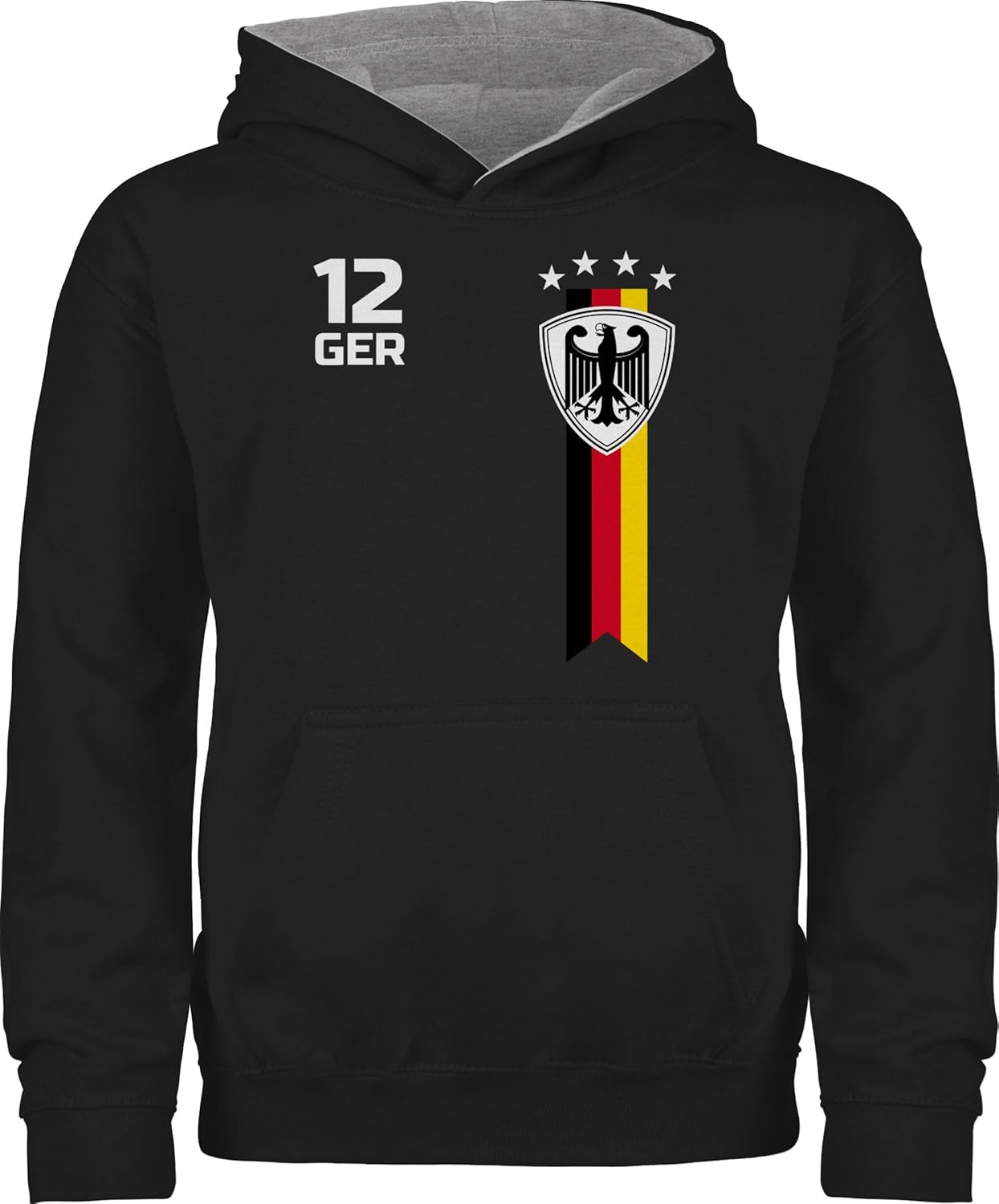 Bild von Pullover Kinder Hoodie Jungen Mädchen - Fußball EM - WM Fan Deutschland - 140 (9/11 Jahre) - Schwarz/Grau meliert - german trikot europameisterschaft germany pulli deutschland-fanartikel fussball