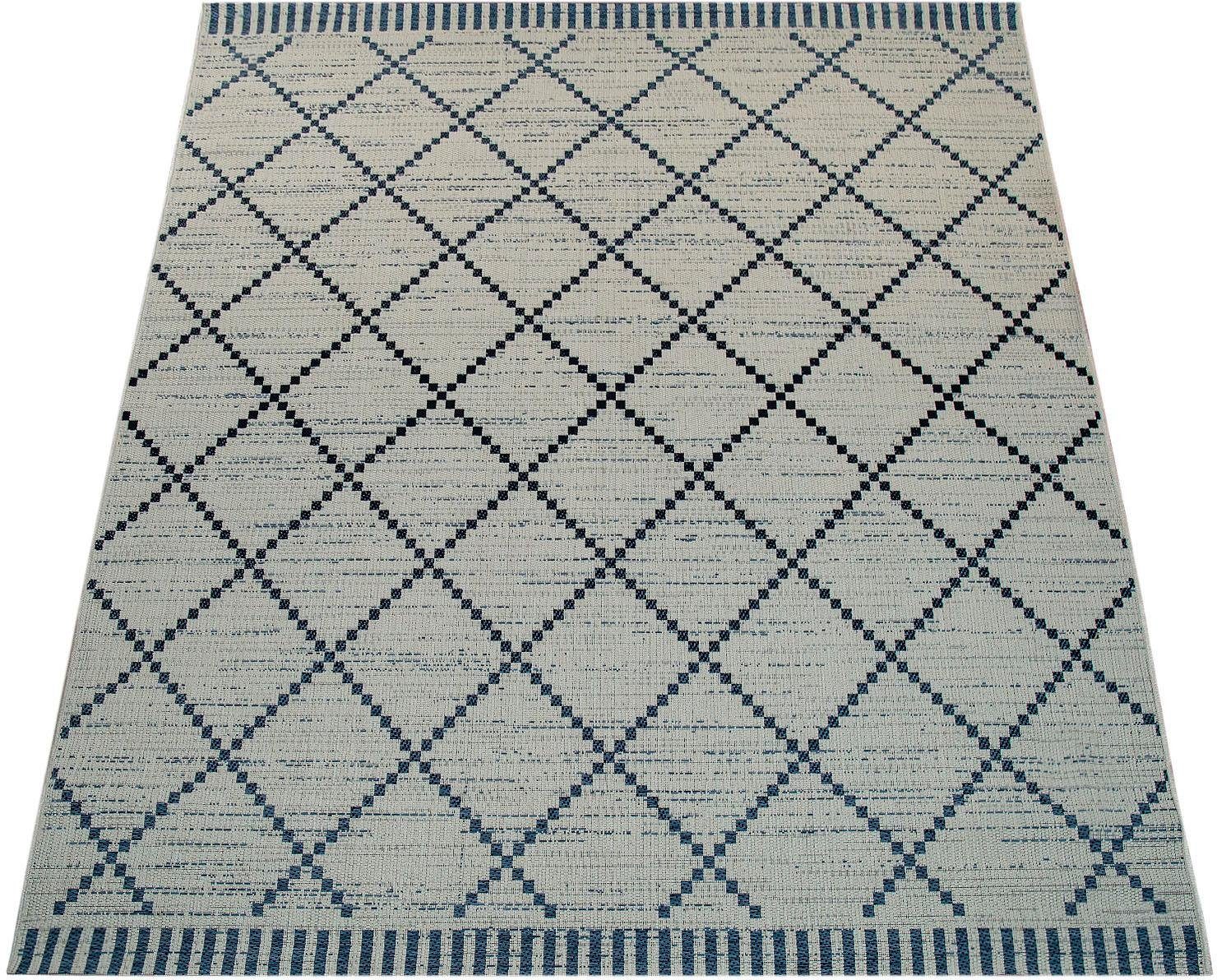 Bild von Paco Home Teppich »Kortrijk 742«, rechteckig, 4 mm Höhe, Flachgewebe, Rauten Design, In- und Outdoor geeignet, Wohnzimmer