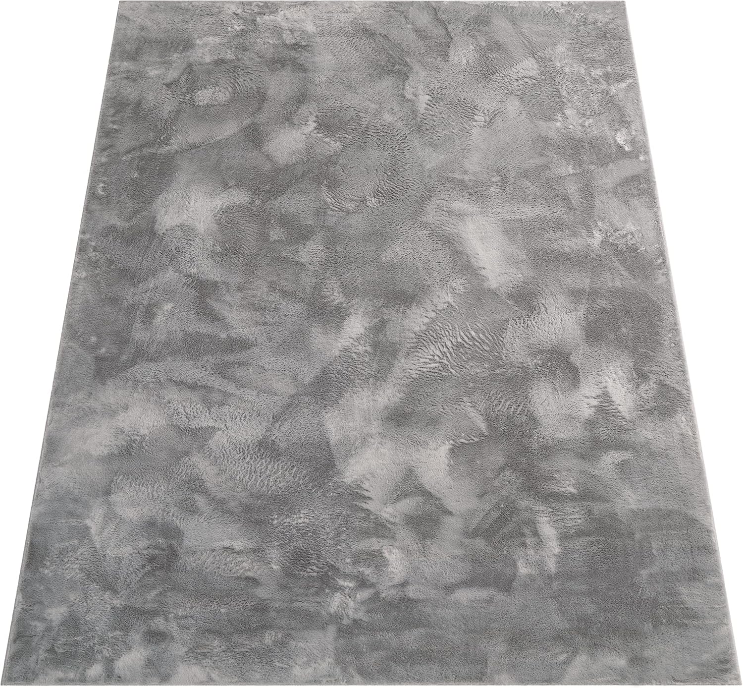 Bild von Paco Home Hochflor Teppich Wohnzimmer Super Softes Kaninchenfell Imitat Kunstfell Schwarz, Grösse:Ø 200 cm Rund