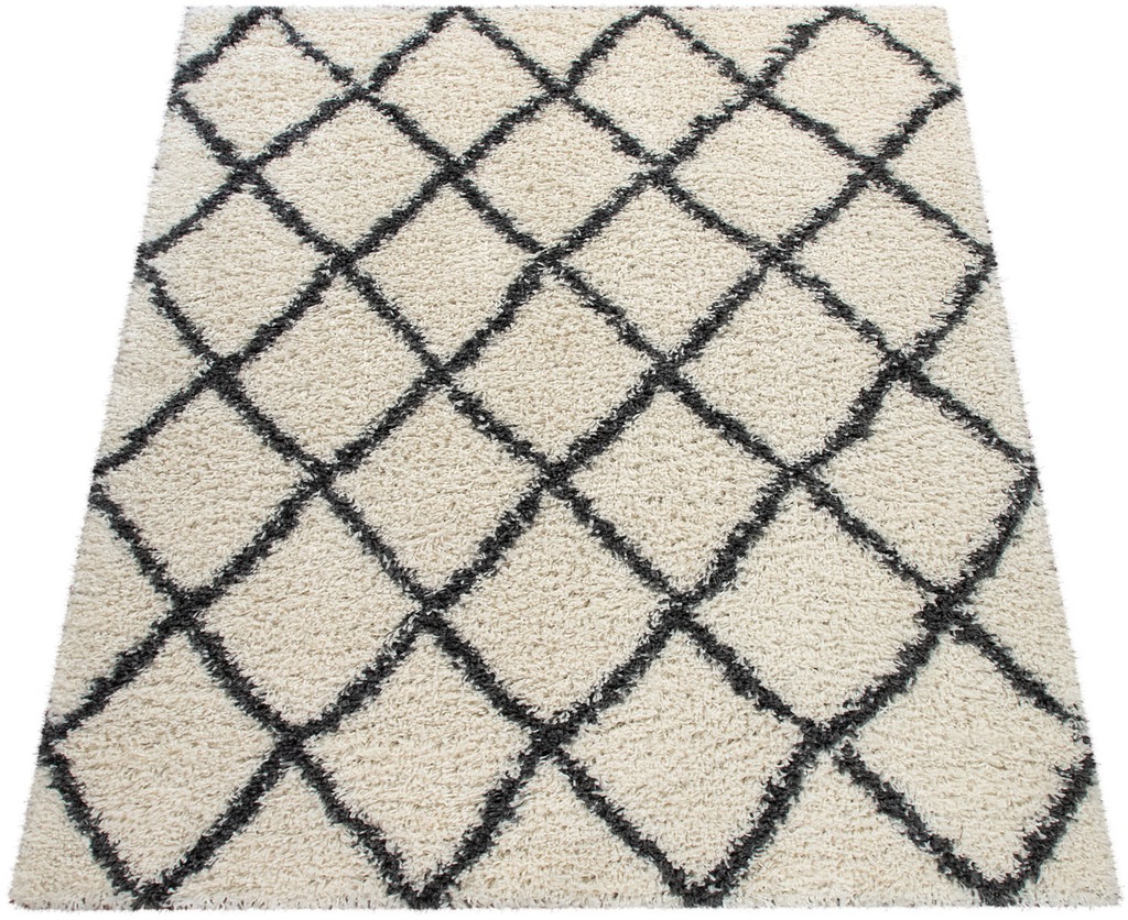 Bild von Paco Home Hochflor-Teppich "Kalmar 443", rund, 40 mm Höhe, Scandi Design, Rauten Muster, weich & kuschelig