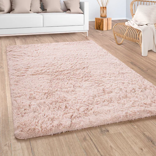 Bild von Paco Home Hochflor Teppich Wohnzimmer Shaggy Moderner Fellteppich Imitat Kunstfell Flauschig rutschfest Einfarbig Creme Beige Weiss, Grösse:120x170 cm