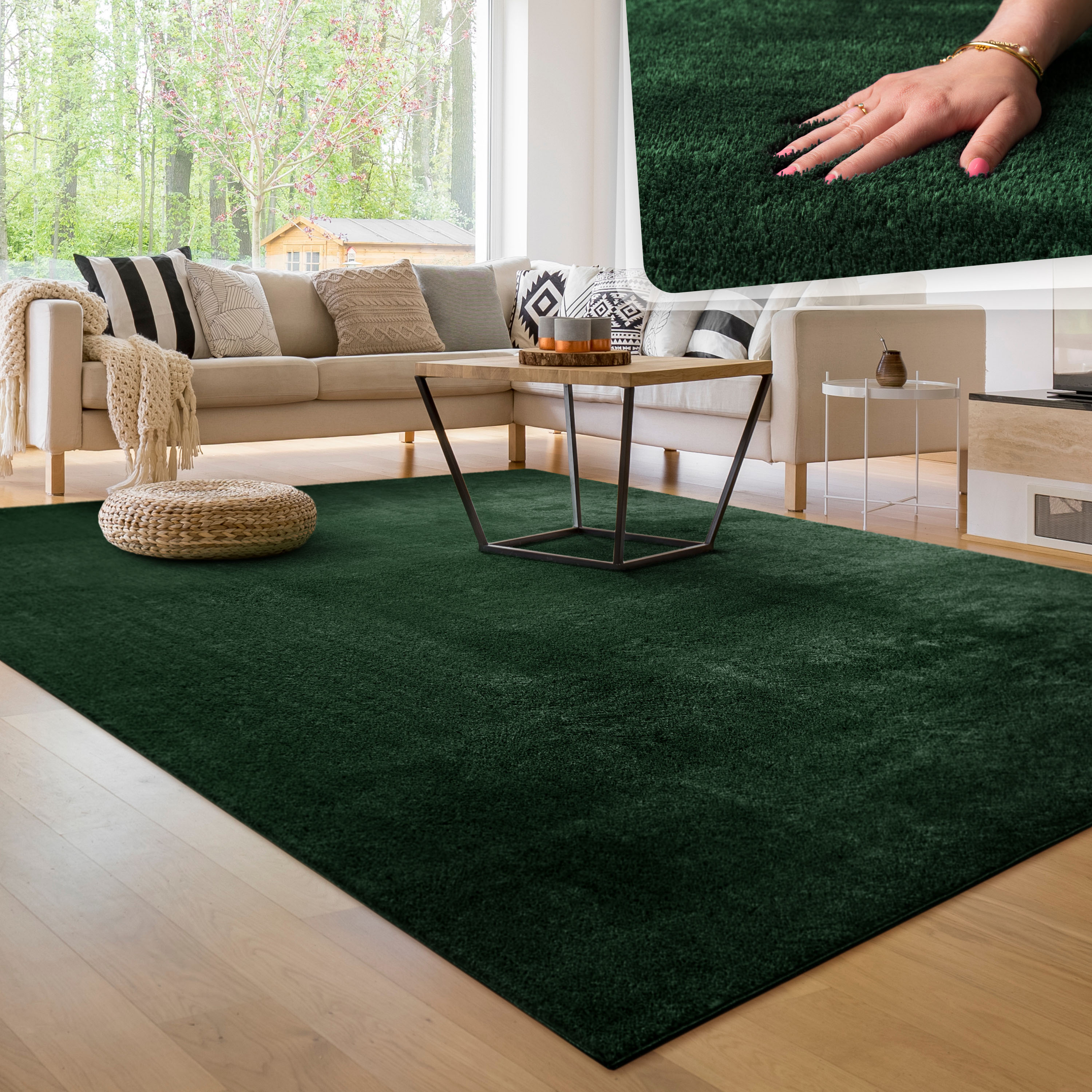 Bild von Paco Home Teppich »Cadiz 630«, rechteckig, 14 mm Höhe, Uni-Farben, besonders weich, waschbar, auch als Läufer erhältlich