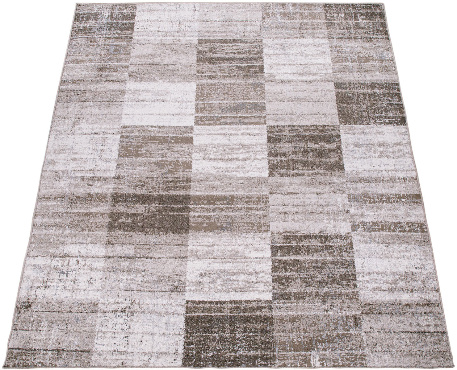 Bild von Paco Home Teppich Wohnzimmer Kurzflor Vintage Stil Abstrakt Modernes Geometrisches Rautenmuster Design, Grösse:240x340 cm, Farbe:Braun