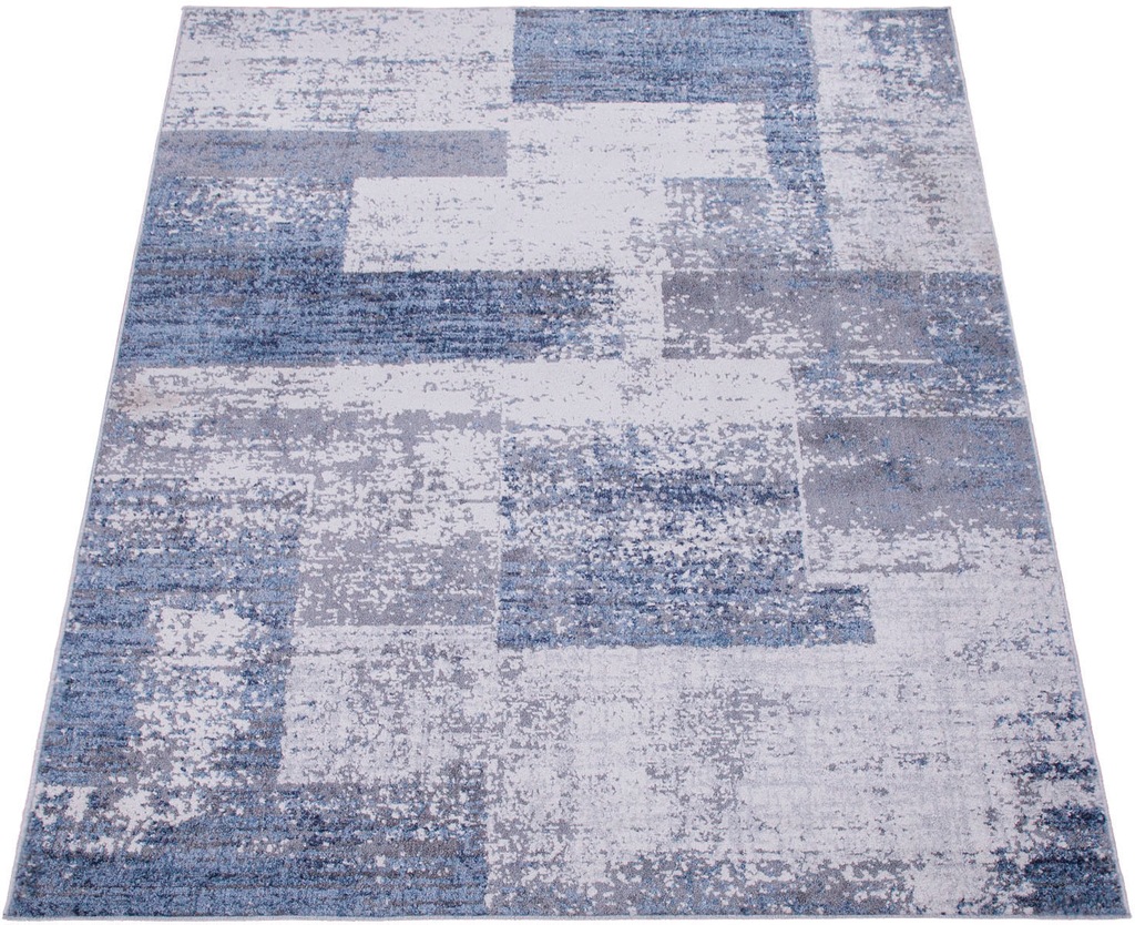 Bild von Paco Home Teppich Wohnzimmer Kurzflor Vintage Stil Abstrakt Modernes Geometrisches Rautenmuster Design, Grösse:160x220 cm, Farbe:Blau 2