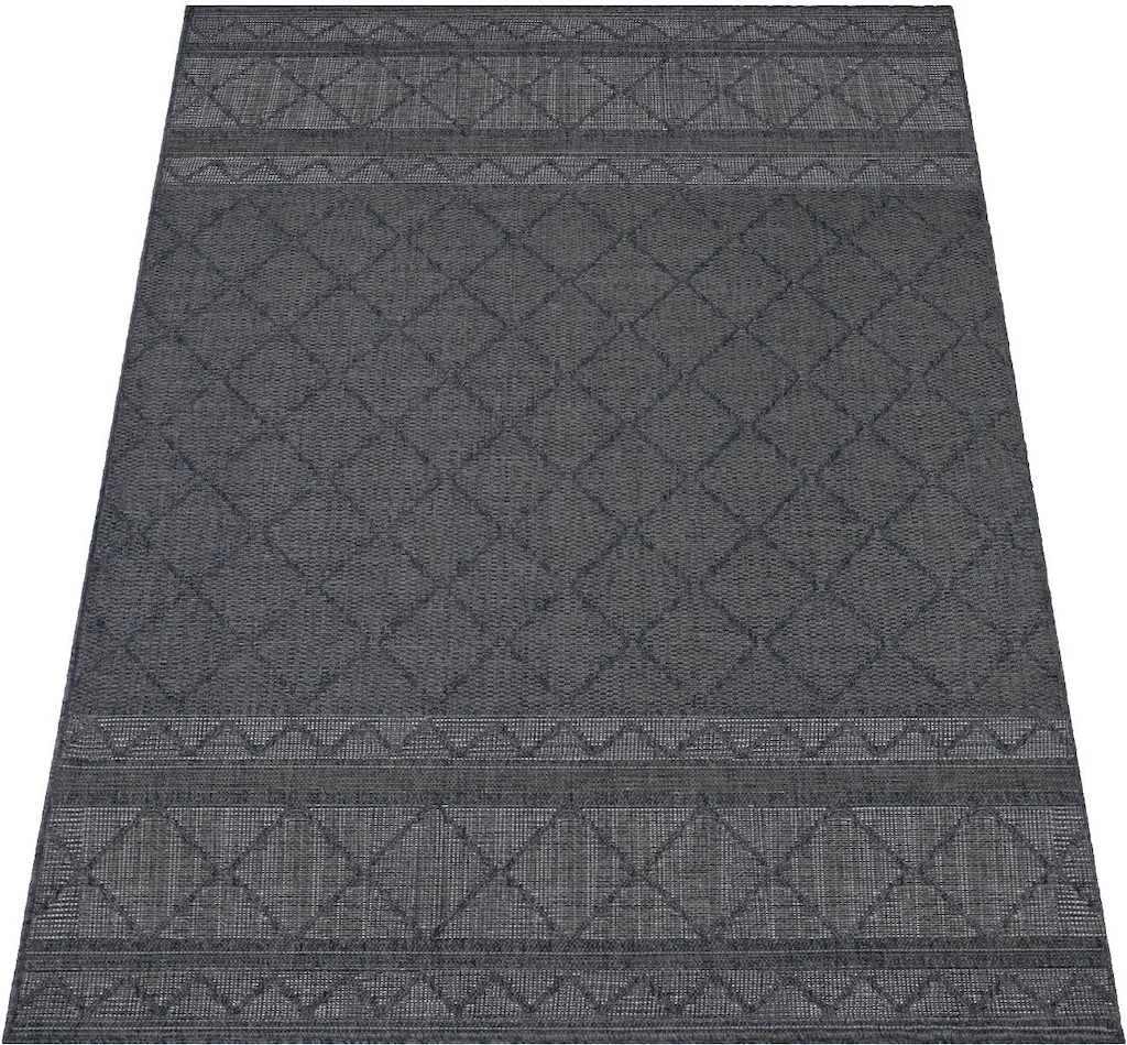 Bild von Paco Home In-& Outdoor Teppich Balkon Terrasse Küchenteppich Modernes Boho Ethno Muster, Grösse:120x160 cm, Farbe:Anthrazit 2