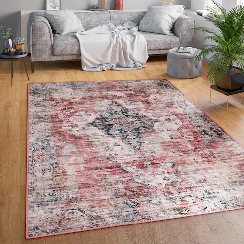 Bild von Paco Home Teppich »Lyon 331«, rechteckig, 4 mm Höhe, Kurzflor, Orient-Optik, Vintage Design, waschbar