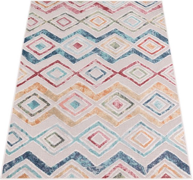 Bild von Paco Home Outdoor Teppich Wetterfest Wohnzimmer Küchenteppich Balkon Modern Skandi Ethno Muster Geometrisch Abstrakt 3D, Grösse:200x280 cm, Farbe:Bunt 5