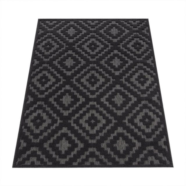 Bild von Paco Home Teppich »Livorno 672«, rechteckig, 14 mm Höhe, Uni-Farben, Scandi, Rauten Muster, Hoch-Tief Effekt, Outdoor geeignet