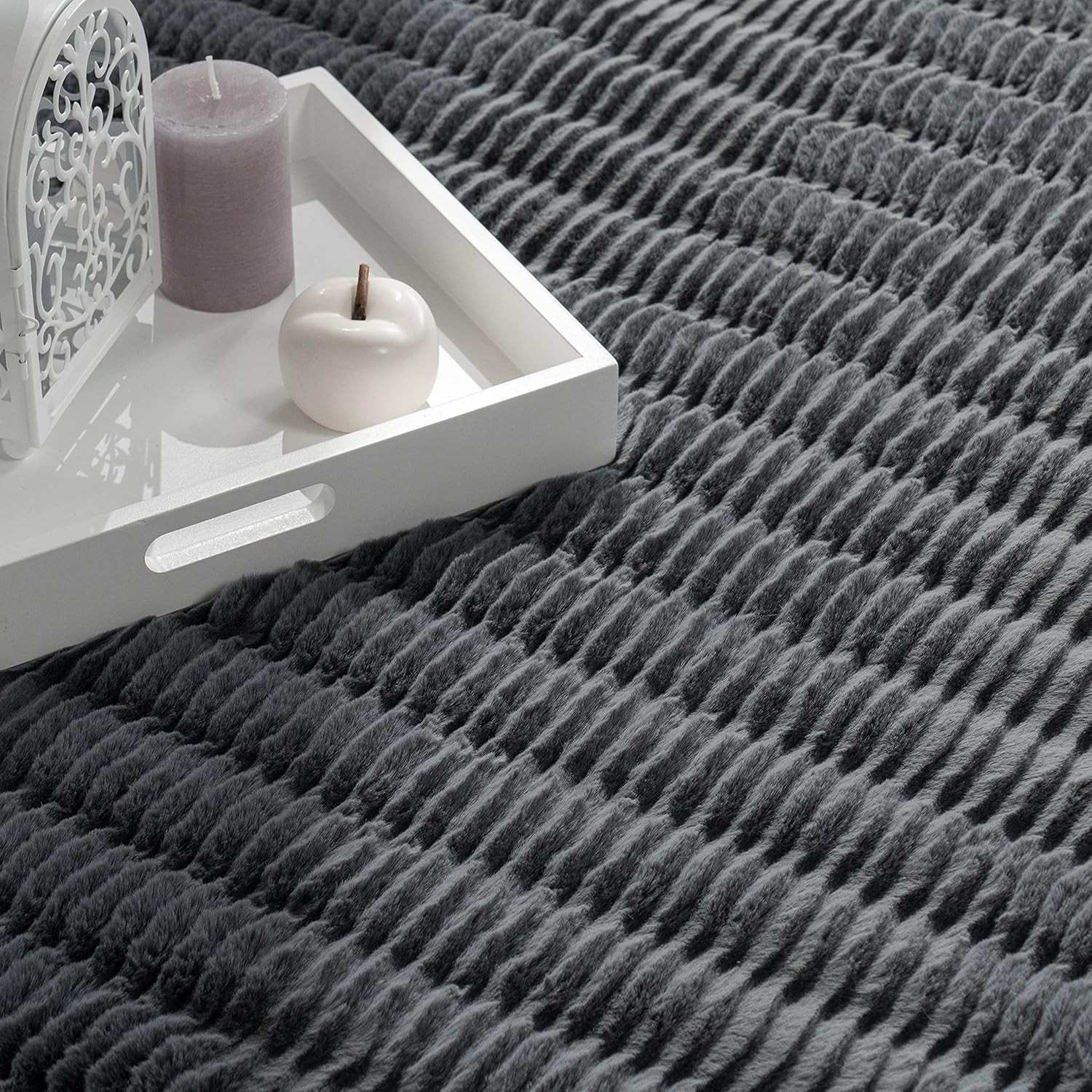 Bild von Paco Home Teppich Wohnzimmer Schlafzimmer Hochflor Skandinavisches Geometrisches Design Rautenmuster 3D Effekt Moderne Deko, Grösse:200x280 cm, Farbe:Grau 5