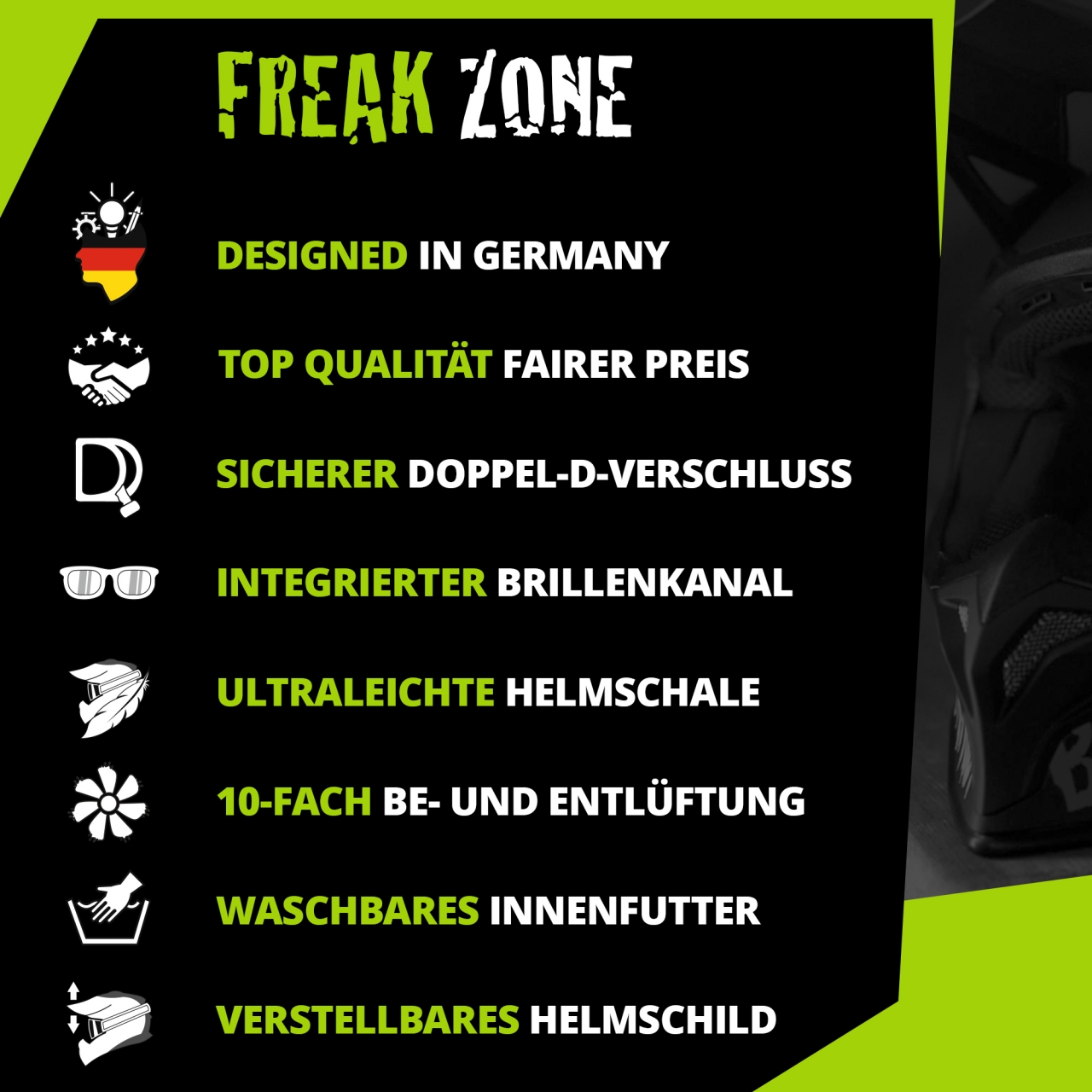 Bild von Broken Head Motocross-Helm FreakZone Schwarz-Rot