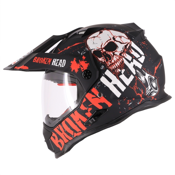 Bild von Broken Head Endurohelm Mit Sonnenblende Bone Crusher Rot