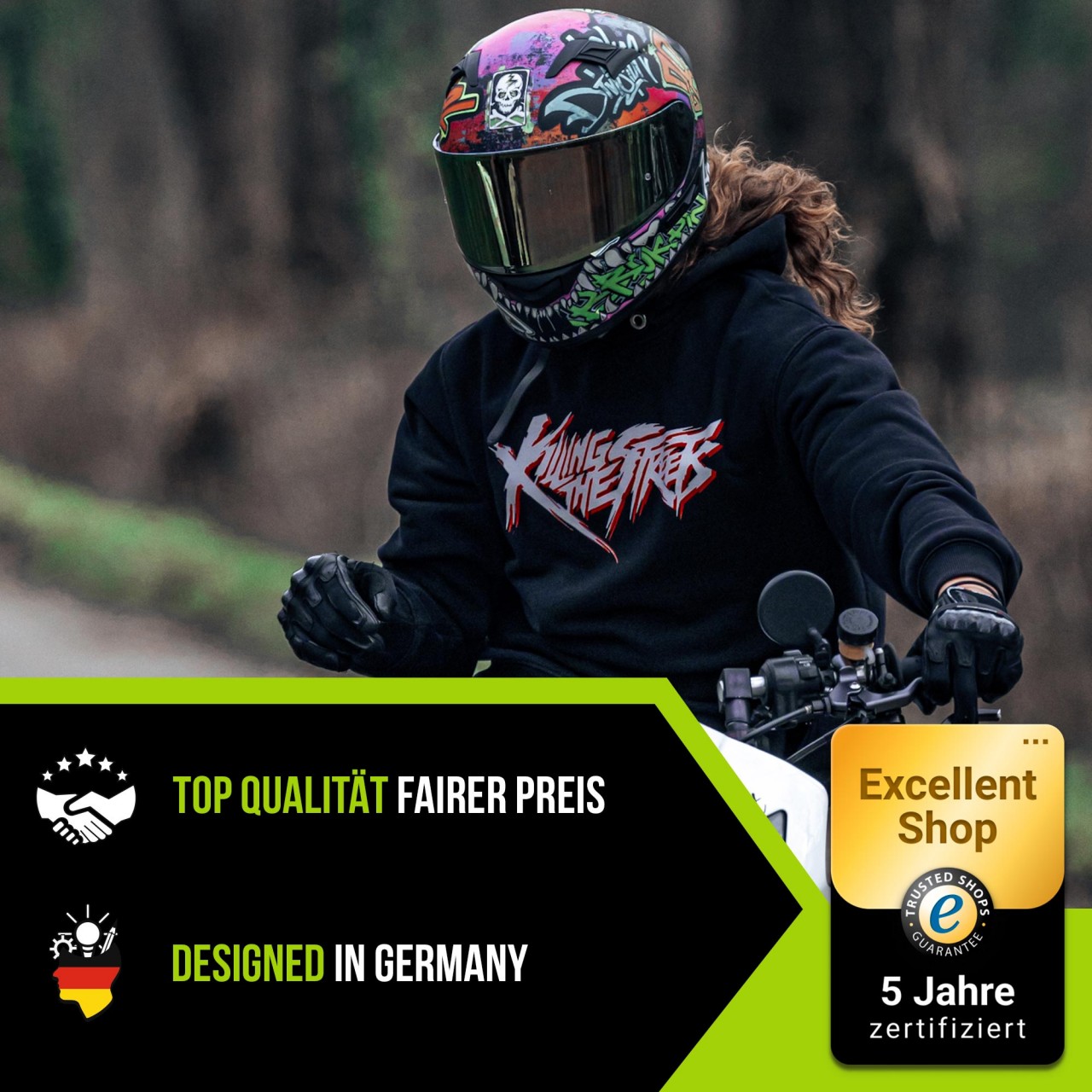 Bild von Broken Head Integralhelm InYourFace Schwarz + Gold Verspiegeltes Vi...