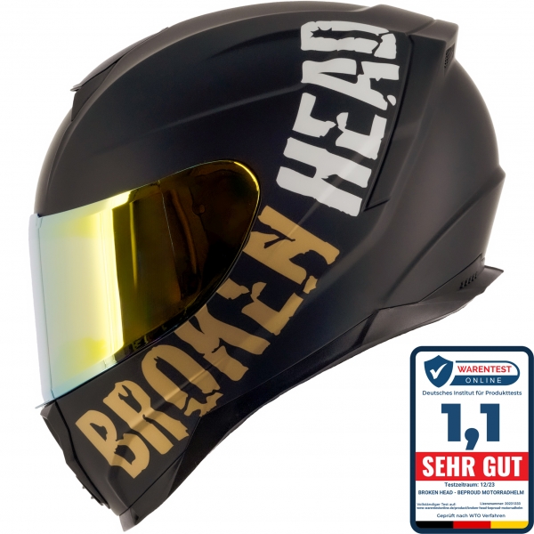 Bild von Broken Head BeProud Sport Gold Motorradhelm + Verspiegeltes Visier ...