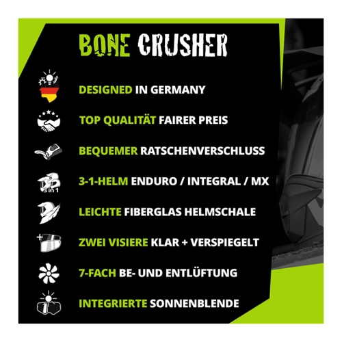 Bild von Broken Head Endurohelm Bone Crusher Rot + Rot Verspiegeltes Visier