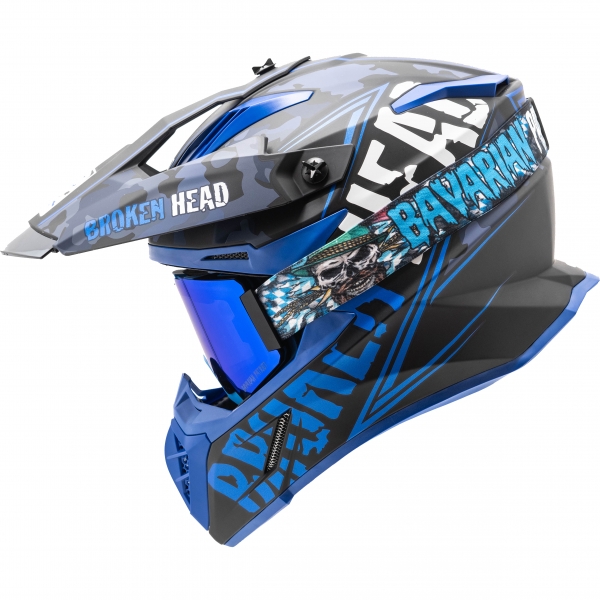 Bild von Broken Head Crosshelm Squadron V3 Blau + MX-Brille Bavarian Patriot
