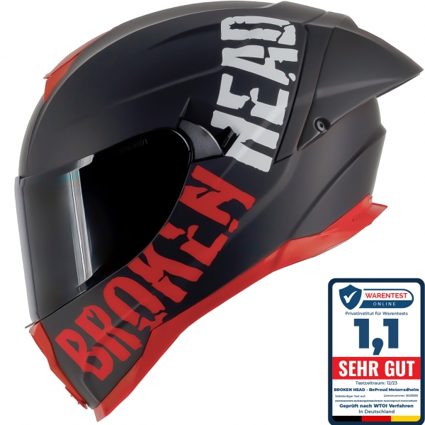 Bild von Broken Head Integralhelm BeProud Pro Sport Rot Sonnenblende + Schwa...