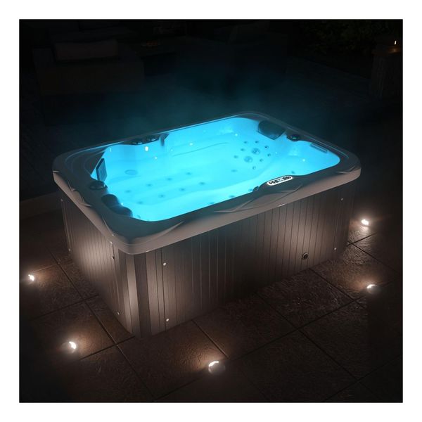 Bild von TroniTechnik Whirlpool Outdoor Whirlpool LEVANZO weiß, (3-tlg), Bluetooth Soundsystem, Heizungs-, Whirlpool-, Licht,- Pumpensteuerung