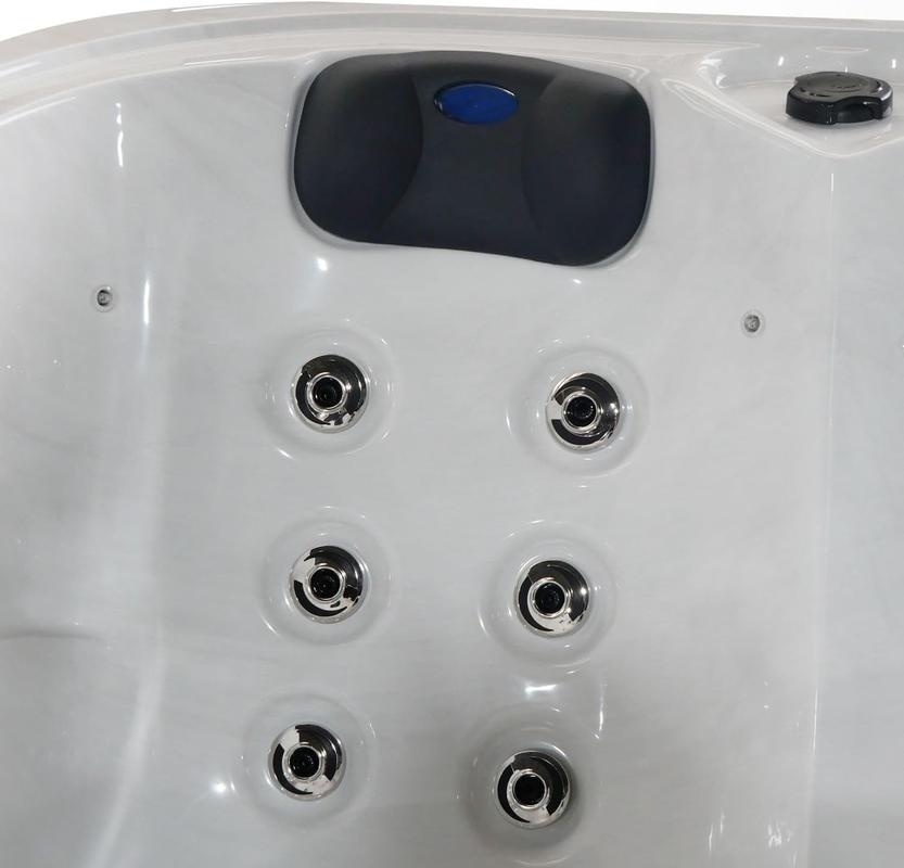 Bild von TroniTechnik Outdoor Whirlpool Spa TINO Weiß Silber Marmoriert 195cm x 127cm mit Heizung, Hydromassage, zwei Pumpen