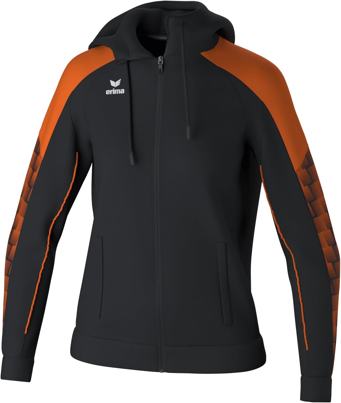 Bild von Erima Damen EVO STAR Trainingsjacke mit Kapuze (1032441), schwarz/orange, 34