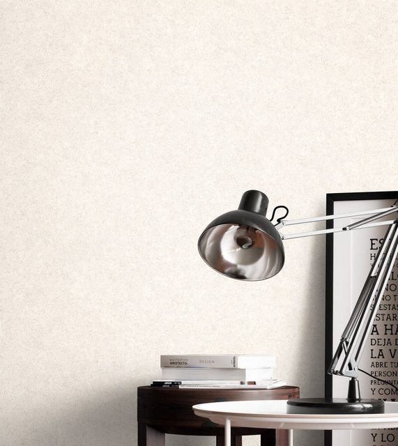 Bild von Newroom Vliestapete, Creme Tapete Uni Beton - Betonoptik Putzoptik Grau Modern Putz Zement für Wohnzimmer Schlafzimmer Küche