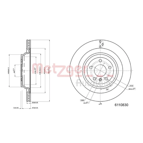 Bild von METZGER Bremsscheibe GREENPARTS 6110830 – Hochwertige Bremsleistung für die Hinterachse
