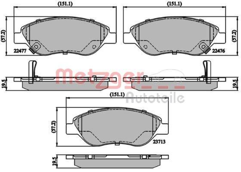 Bild von METZGER 1170897 Bremsbelagsatz Bremsbeläge, Bremsklötze, Bremssteine FIAT: Tipo Estate, Tipo Hatchback, Tipo Saloon