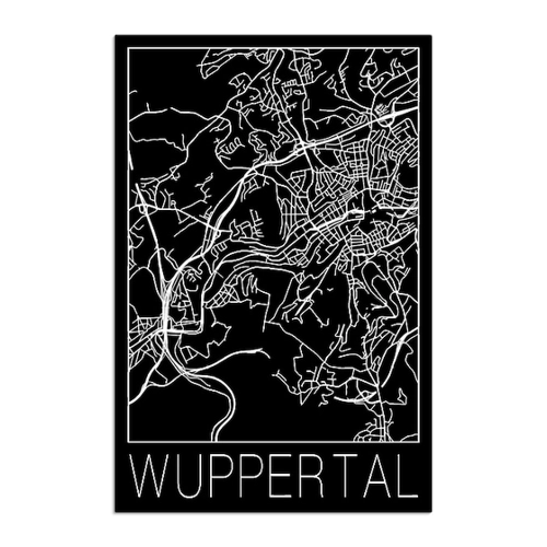 Bild von Artland Leinwandbild »Retro Karte Wuppertal Schwarz«