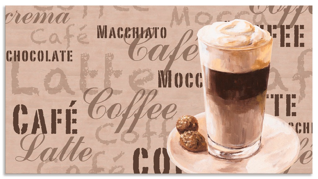 Bild von ARTland Spritzschutz Küchenrückwand aus Alu für Küche Herd Spüle 110x60 cm (BxH) mit Motiv Spruch Getränke Kaffee Creme Kaffee Latte Macchiato S7LV