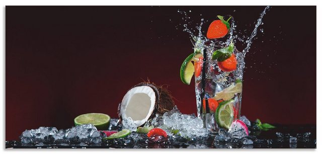 Bild von ARTland Spritzschutz Küchenrückwand aus Alu für Küche Herd Spüle 110x50 cm (BxH) mit Motiv Getränke Obst Früchte Kokos Erdbeere Limette Cocktail S6AS