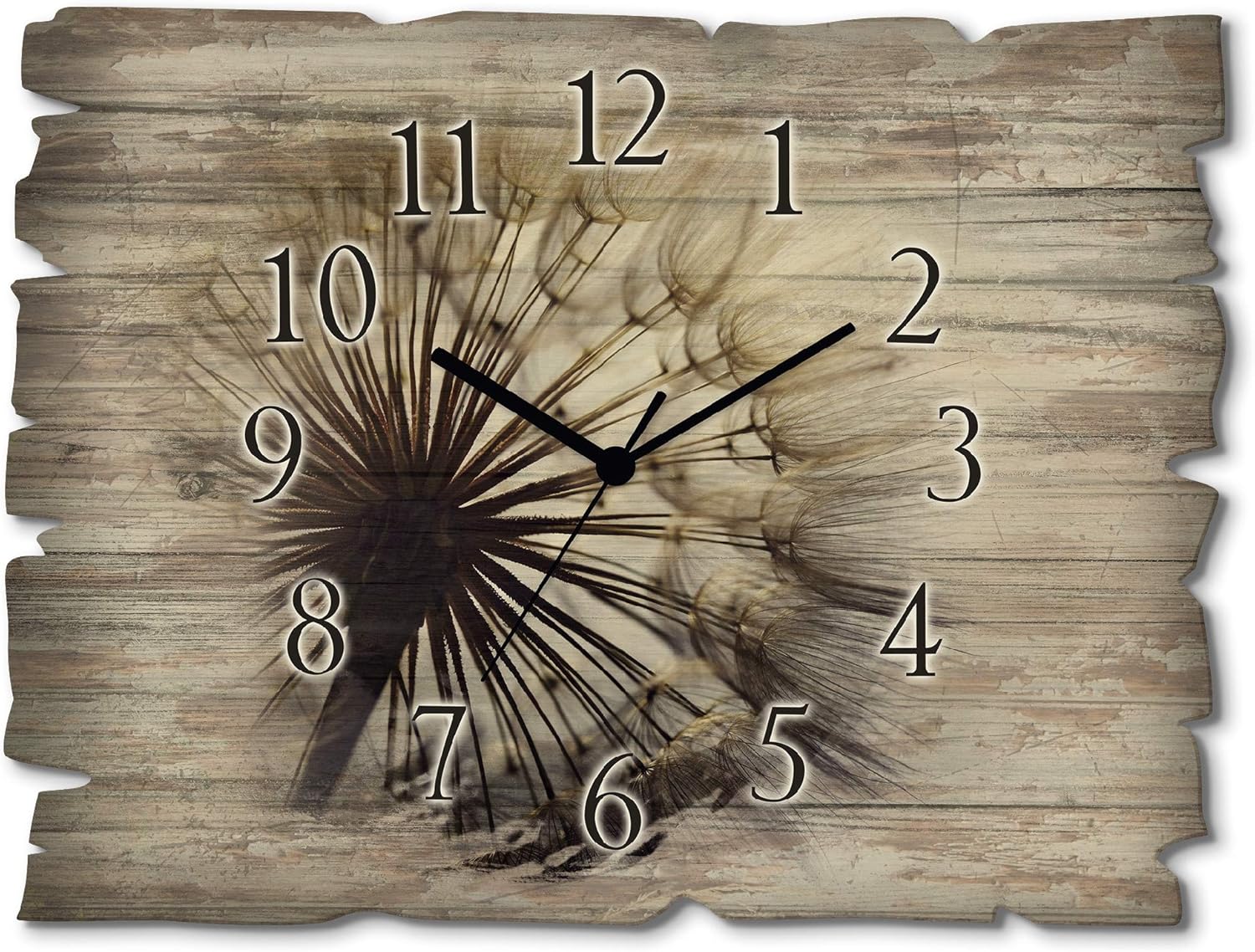 Bild von ARTLAND Wanddeko Wanduhr ohne Tickgeräusche aus Holz Funkuhr 40x30 cm Rechteckig Lautlos Blumen Rose Blüten Text Elegant Originell T5GJ