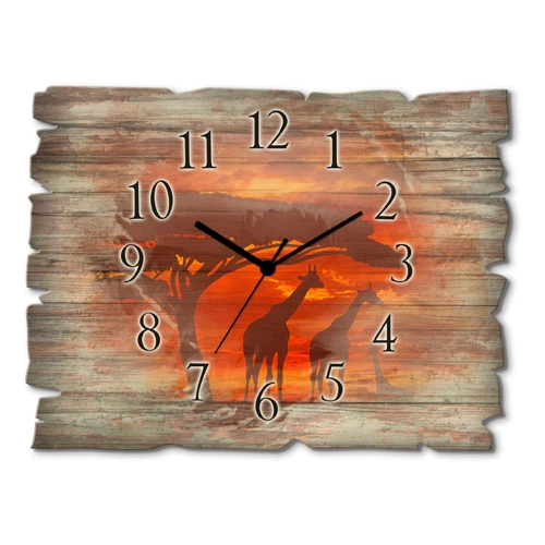 Bild von Artland Wanduhr: Herde von Giraffen im Sonnenuntergang