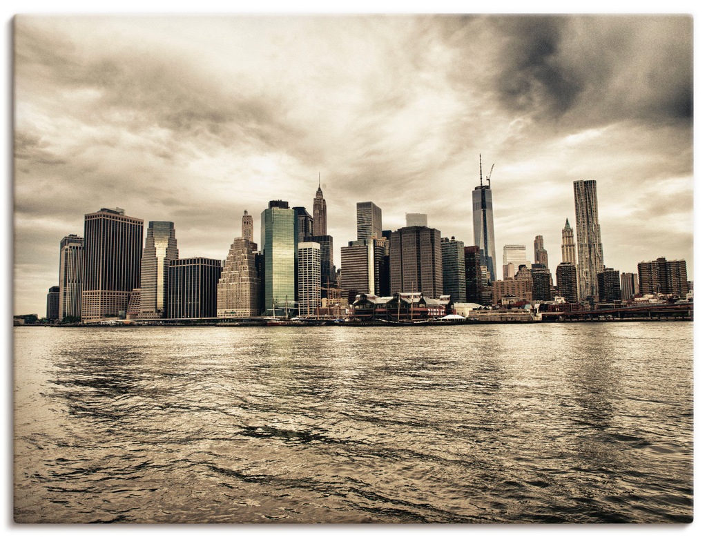 Bild von Wandbild ARTLAND "Lower Manhattan Skyline", beige (natur), B:120cm H:90cm, Canvas, Leinwand, Bilder, als Leinwandbild, Poster in verschied. Größen