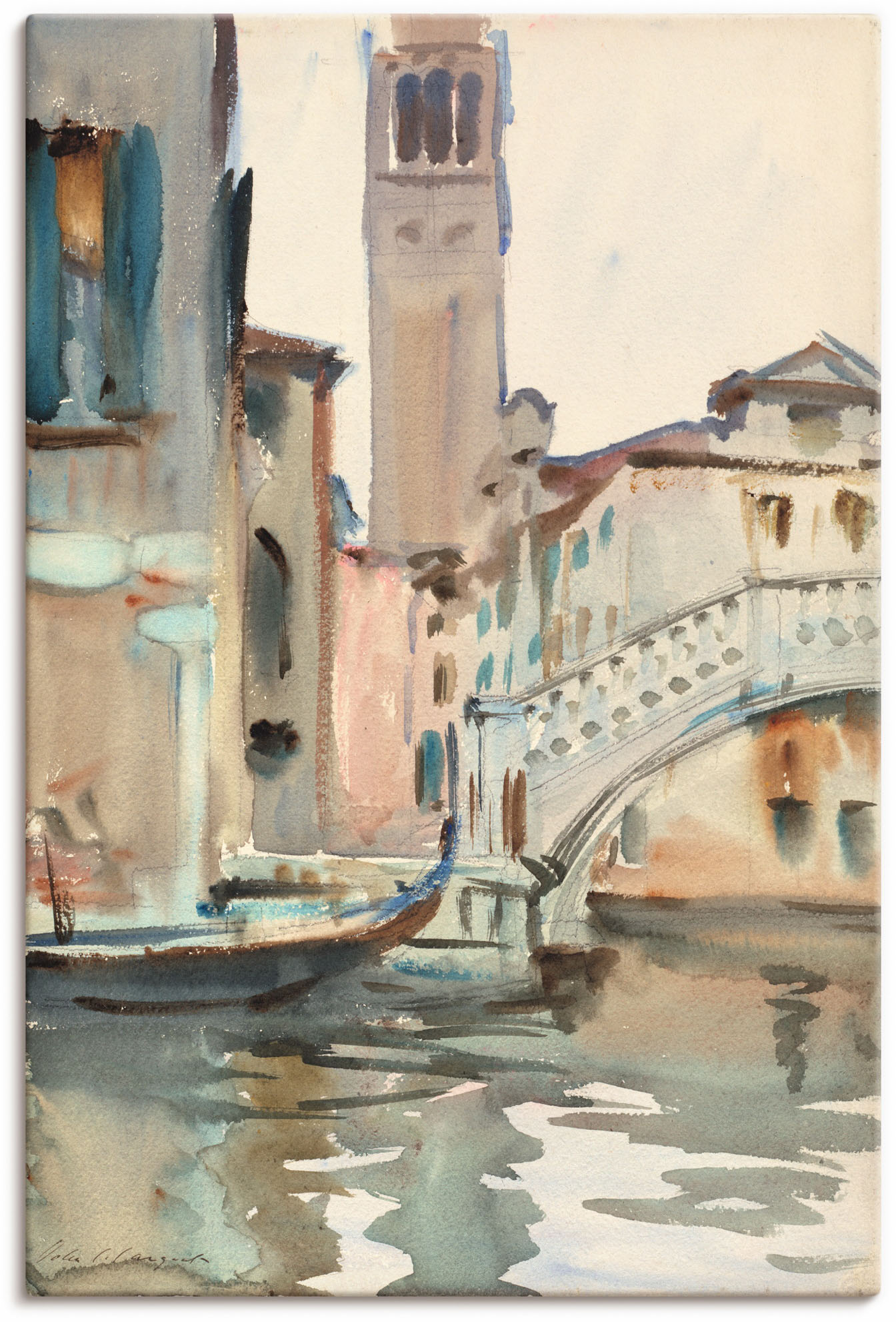 Bild von Artland Wandbild »Eine Brücke und Campanile, Venedig.«, Venedig, (1 St.), als Leinwandbild, Poster in verschied. Größen