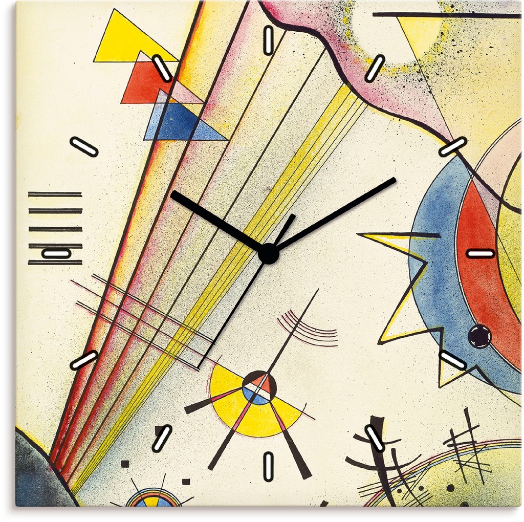 Bild von ARTLAND Wanduhr ohne Tickgeräusche Leinwand Quarzkuhr 30x30 cm Quadratisch Lautlos Verbindung Abstrakt Wassily Kandinsky alte Meister T7NK