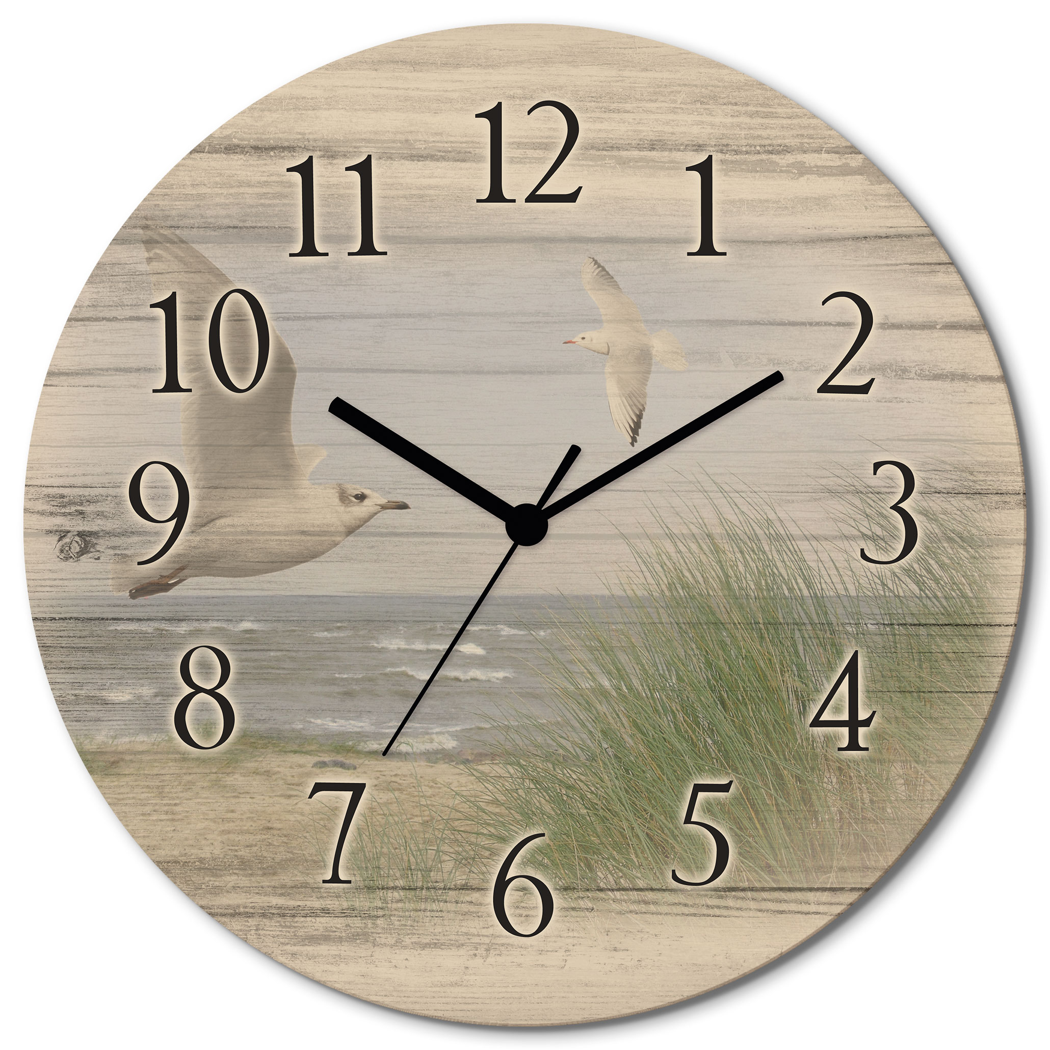 Bild von Artland Wanduhr »Nordseestrand mit Möwen«, wahlweise mit Quarz- oder Funkuhrwerk, lautlos ohne Tickgeräusche