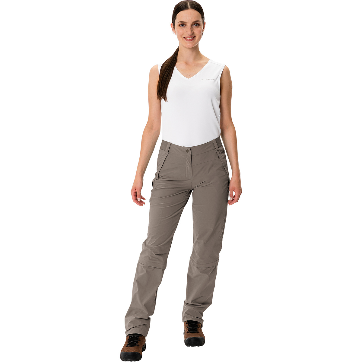 Bild von Vaude - Women's Farley Stretch Capri T-Zip Pants III - Zip-Off-Hose Gr 42 - Short braun