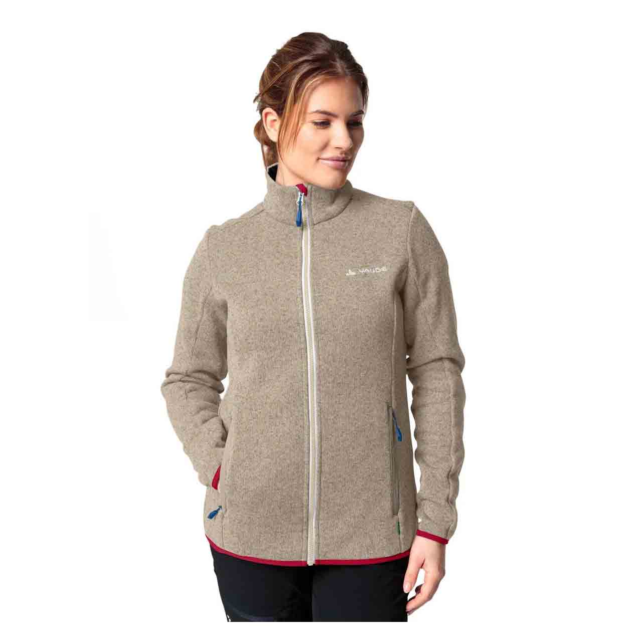 Bild von VAUDE Fleecejacke, Stehkragen, Logo-Stickerei, für Damen, beige, 40
