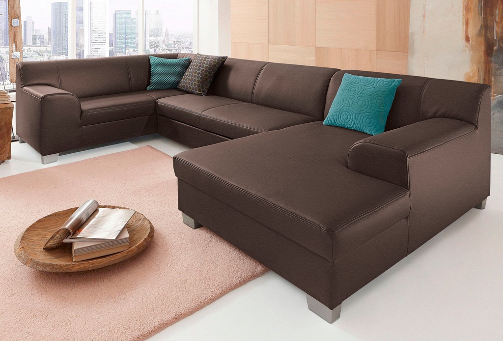 Bild von DOMO collection Wohnlandschaft "Amando U-Form", wahlweise mit Bettfunktion, frei im Raum stellbar