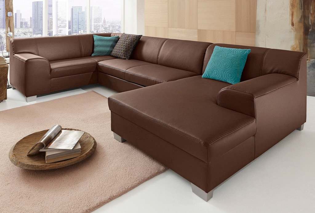 Bild von DOMO collection Wohnlandschaft "Amando U-Form", wahlweise mit Bettfunktion, frei im Raum stellbar