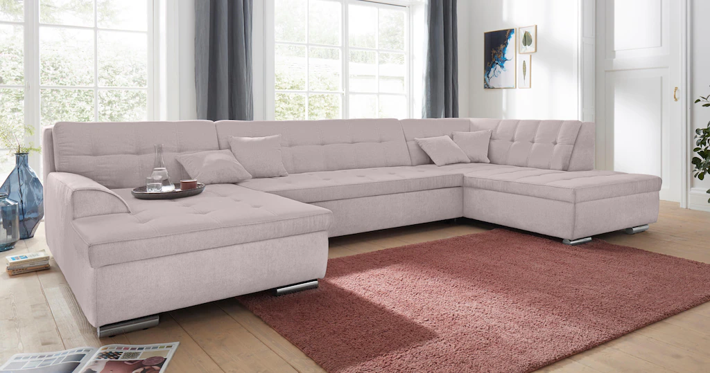 Bild von DOMO collection Wohnlandschaft "Aversa U-Form", wahlweise mit Bettfunktion, frei im Raum stellbar
