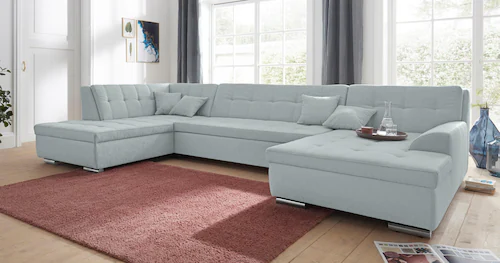 Bild von DOMO collection Wohnlandschaft "Aversa U-Form", wahlweise mit Bettfunktion, frei im Raum stellbar