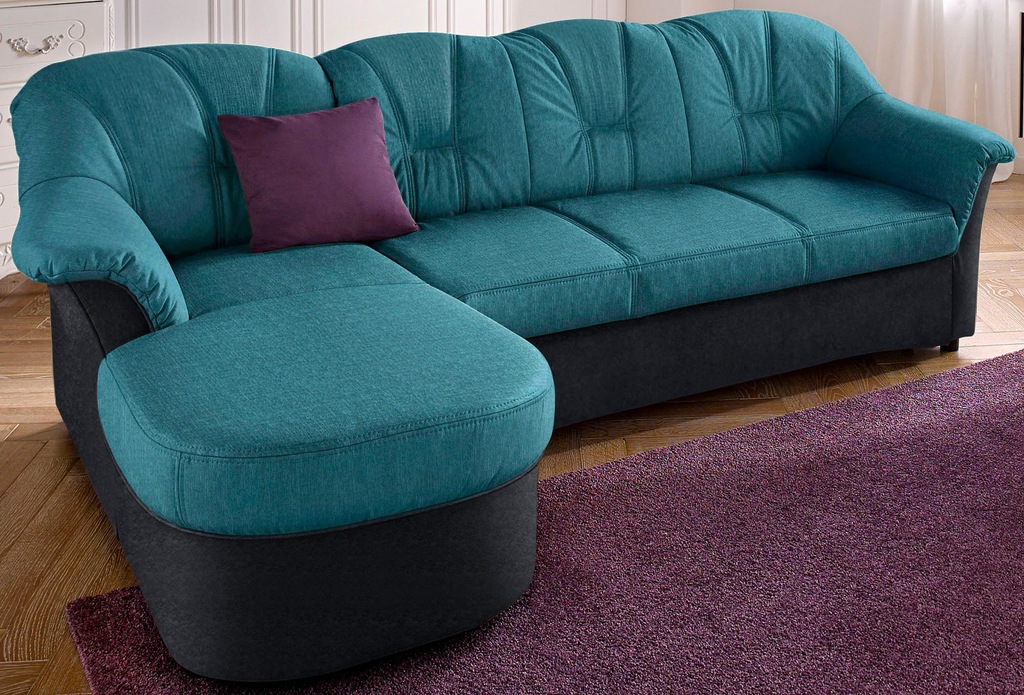 Bild von DOMO collection Ecksofa "Flores Schlafsofa, B/T/H: 233/142/86 cm, L-Form", wahlweise mit Bettfunktion, wahlweise mit Federkern, auch in Leder