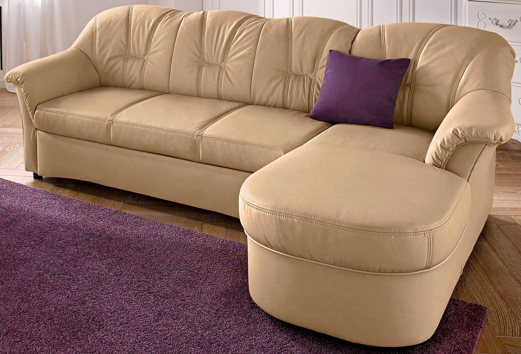 Bild von DOMO collection Ecksofa "Flores Schlafsofa, B/T/H: 233/142/86 cm, L-Form", wahlweise mit Bettfunktion, wahlweise mit Federkern, auch in Leder