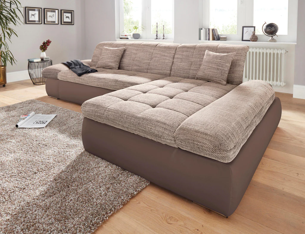 Bild von DOMO collection Ecksofa "PB Moric wahlweise mit Bettfunktion + Armteilverstellung, L-Form", im XXL-Format, B/T/H:300/172/80 cm, feine Steppung