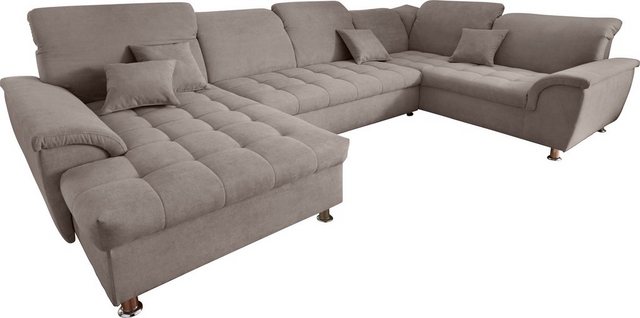 Bild von DOMO collection Wohnlandschaft Franzi wahlweise mit Kopfteilverstellung Bettfunktion, Bettkasten, im XXL-Format B/T/H: 352/214/80 cm, Steppung im Sitz, U-Form