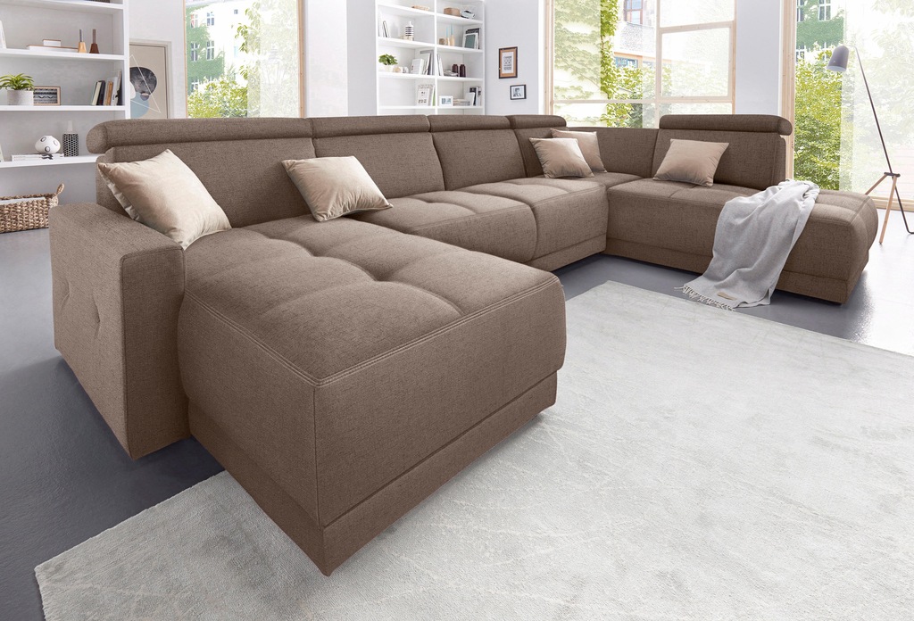 Bild von DOMO collection Wohnlandschaft "Ava U-Form", mit Federkern, wahlweise mit Kopfteilverstellungen